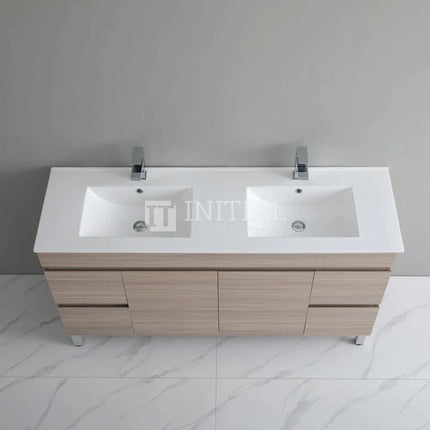 Stella 1500 Oak Freestanding Floor Vanity, 2 Solid Doors, 4 Drawers ,