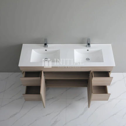 Stella 1500 Oak Freestanding Floor Vanity, 2 Solid Doors, 4 Drawers ,