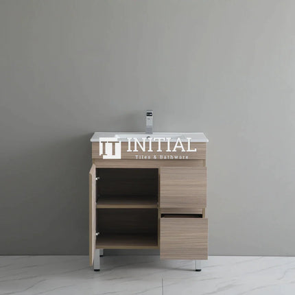 Stella 750 Oak Freestanding Floor Vanity, 1 Solid Door, 2 Drawers ,