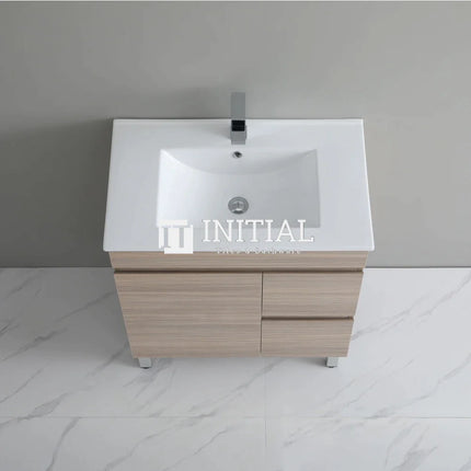 Stella 750 Oak Freestanding Floor Vanity, 1 Solid Door, 2 Drawers ,