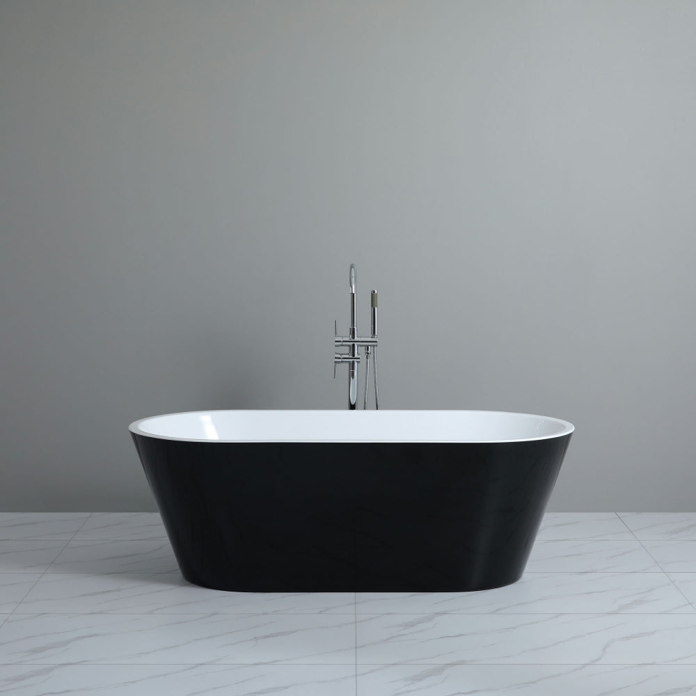 Bathroom Gloss Black Oscar Floor Freestanding Bathtub with No Overflow 1500X730X580 ,