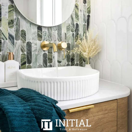 Archie Ceramic French Fluted Above Counter Basin, Gloss White ,