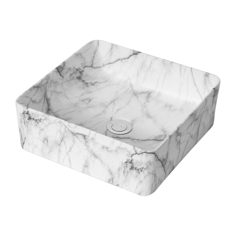 Matt Square Above Counter Basin White Carrara 370X370X130 ,