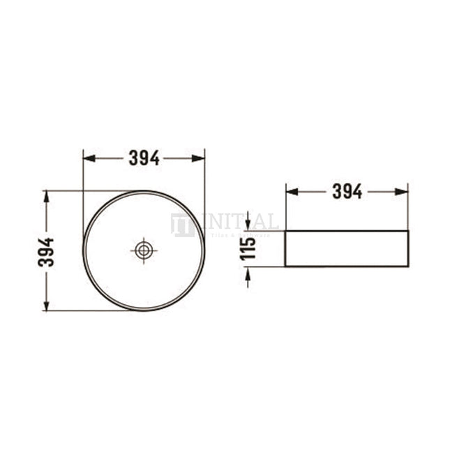 Gloss Round Ultra Slim Above Counter Basin White 394X394X115 ,