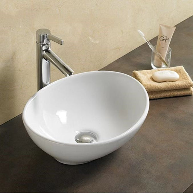 Gloss Oval Above Counter Basin White 410X330X145 ,