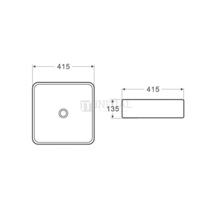 Gloss Square Ultra Slim Above Counter Basin White 415X415X135 ,