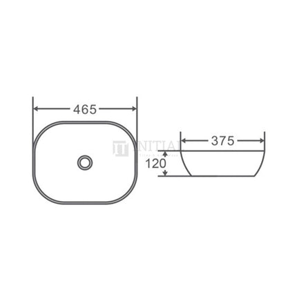 Gloss Oval Ultra Slim Above Counter Basin White 465X375X120 ,
