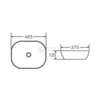 Gloss Oval Ultra Slim Above Counter Basin White 465X375X120 ,