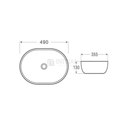 Gloss Oval Ultra Slim Above Counter Basin White 490X350X135 ,