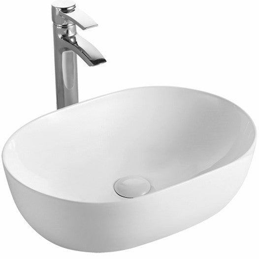 Gloss Oval Ultra Slim Above Counter Basin White 490X350X135 ,