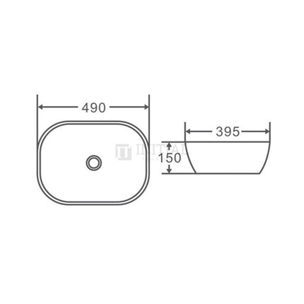 Gloss Oval Ultra Slim Above Counter Basin White 490X390X150 ,