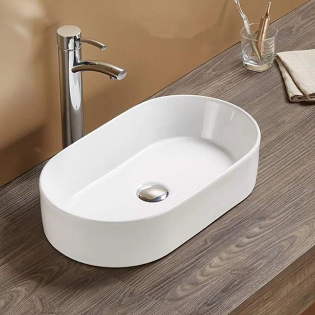 Gloss Oval Ultra Slim Above Counter Basin White 525X300X115 ,