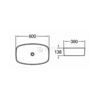 Gloss Oval Ultra Slim Above Counter Basin White 600X380X135 ,