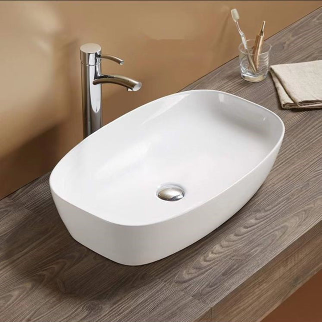 Gloss Oval Ultra Slim Above Counter Basin White 600X380X135 ,