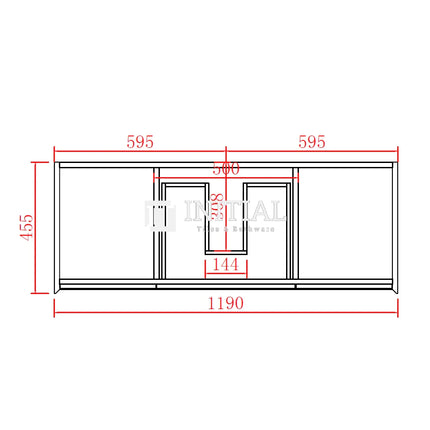 Petra 1200 PVC Wall Hung Vanity, 2 Solid Doors, 2 Drawers ,