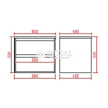 Petra 600 PVC Wall Hung Vanity, 2 Drawers ,