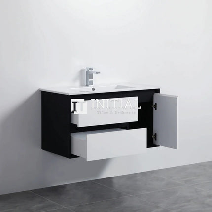 Petra 900 PVC Wall Hung Vanity, 1 Solid Door, 2 Drawers ,