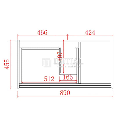 Petra 900 PVC Wall Hung Vanity, 1 Solid Door, 2 Drawers ,
