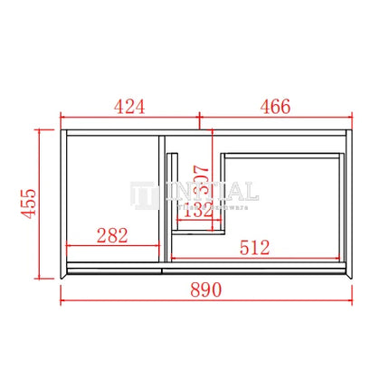 Petra 900 PVC Wall Hung Vanity, 1 Solid Door, 2 Drawers ,
