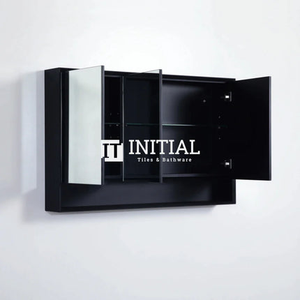 Petra 1200 Matte Black Shaving Cabinet, 3 Solid Doors ,