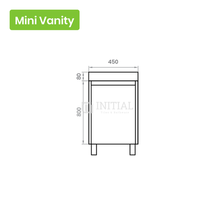 Gloss White PVC Freestanding Floor Vanity with 1 Door 450W X 880H X 250D ,
