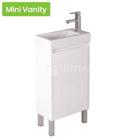 Gloss White PVC Freestanding Floor Vanity with 1 Door 450W X 880H X 250D , Right Hand Hinge