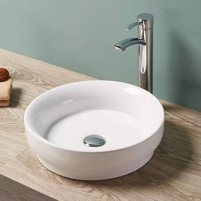 Gloss Round Insert Fine Ceramic Basin White 400X400X110 ,