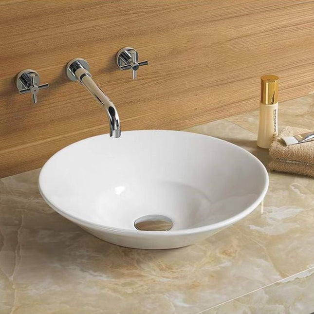 Gloss Round Insert Fine Ceramic Basin White 410X410X160 ,