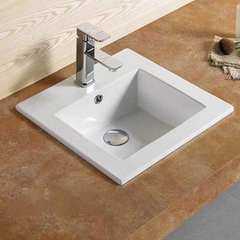 Gloss Square Insert Fine Ceramic Basin White 410X410X175 ,