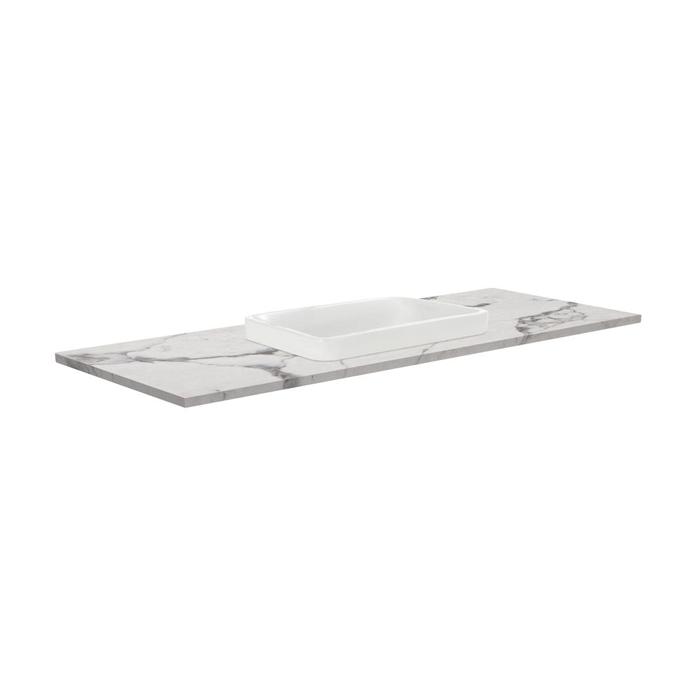 Fienza Sarah Calacatta Marble Semi Inset Basin Top, 1200mm, 1 Tap Hole ,