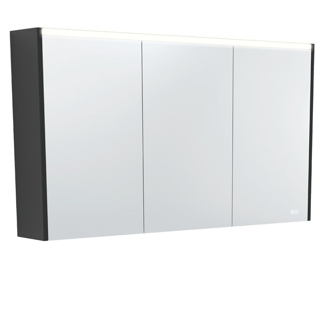 Fienza LED Mirror Cabinet, Satin Black Side Panels, 1200mm ,