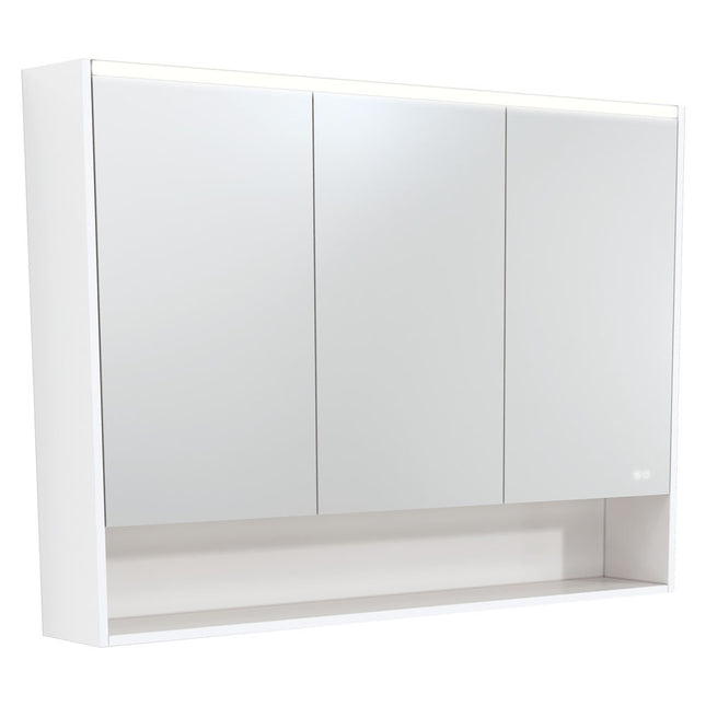 Fienza LED Mirror Cabinet, Satin White Display Shelf, 1200mm ,