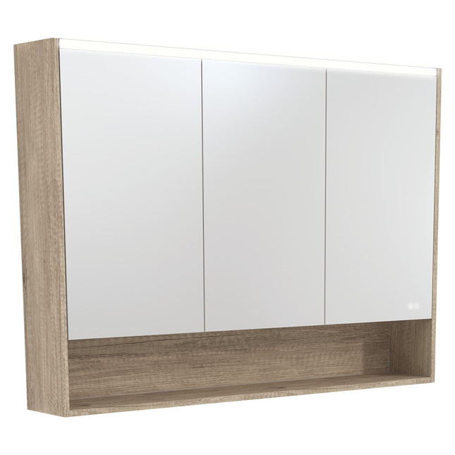 Fienza LED Mirror Cabinet, Scandi Oak Display Shelf, 1200mm ,