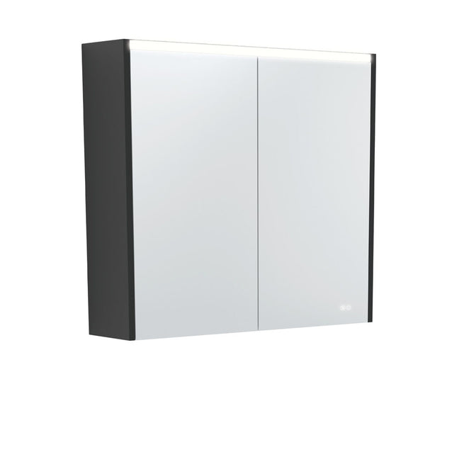 Fienza LED Mirror Cabinet, Satin Black Side Panels, 750mm ,