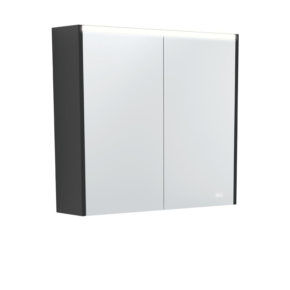 Fienza LED Mirror Cabinet, Satin Black Side Panels, 750mm ,