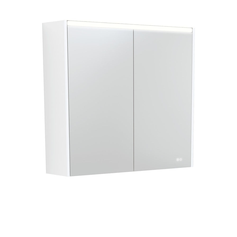 Fienza LED Mirror Cabinet, Satin White Side Panels, 750mm ,