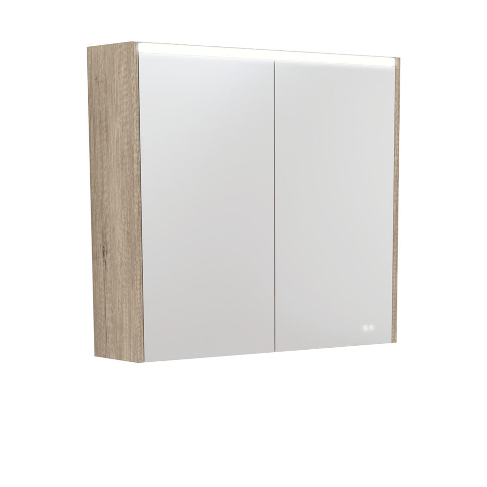 Fienza LED Mirror Cabinet, Scandi Oak Side Panels, 750mm ,