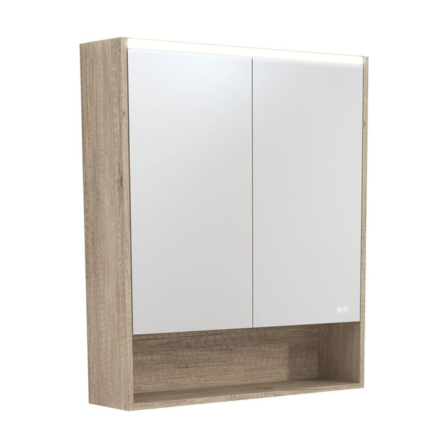 Fienza LED Mirror Cabinet, Scandi Oak Display Shelf, 750mm ,