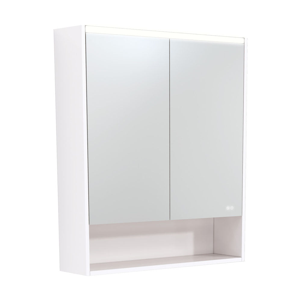 Fienza LED Mirror Cabinet, Gloss White Display Shelf, 750mm ,