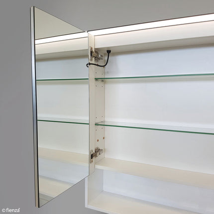 Fienza LED Mirror Cabinet, Gloss White Display Shelf, 750mm ,