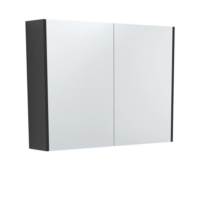 Fienza Universal Mirror Cabinet, Satin Black Side Panels, 900mm ,