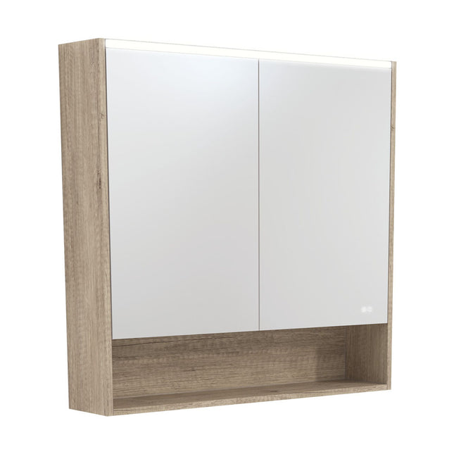 Fienza LED Mirror Cabinet, Scandi Oak Display Shelf, 900mm ,