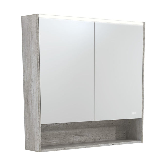 Fienza LED Mirror Cabinet, Industrial Display Shelf, 900mm ,