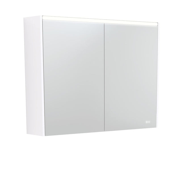 Fienza LED Mirror Cabinet, Gloss White Side Panels, 900mm ,