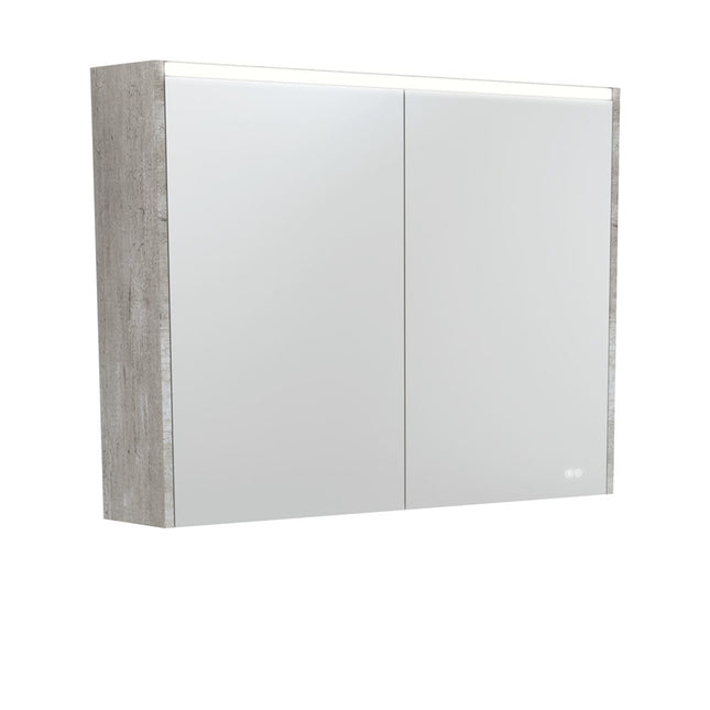 Fienza LED Mirror Cabinet, Industrial Side Panels, 900mm ,