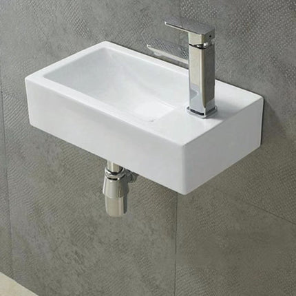 Gloss Rectangle Wall Hung Ceramic Basin White 455X250X120 ,