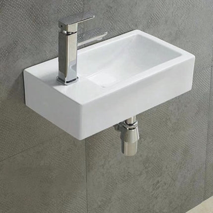 Gloss Rectangle Wall Hung Ceramic Basin White 455X250X120 ,