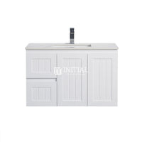 890W X 450H X 560D Modern Shaker Matt White Wall Hung Vanity Left Drawer Cabinet Only & Ceramic Top Available ,