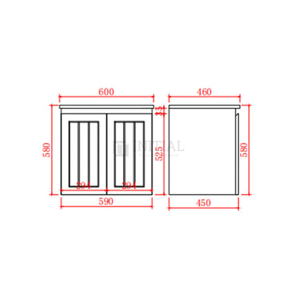 590W X 450H X 560D Modern Shaker Matt White Wall Hung Vanity Two Doors Cabinet Only & Ceramic Top Available ,
