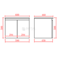 X-PVC Gloss White Standard Wall Hung Vanity with 2 Doors 590W X 550H X 460D ,